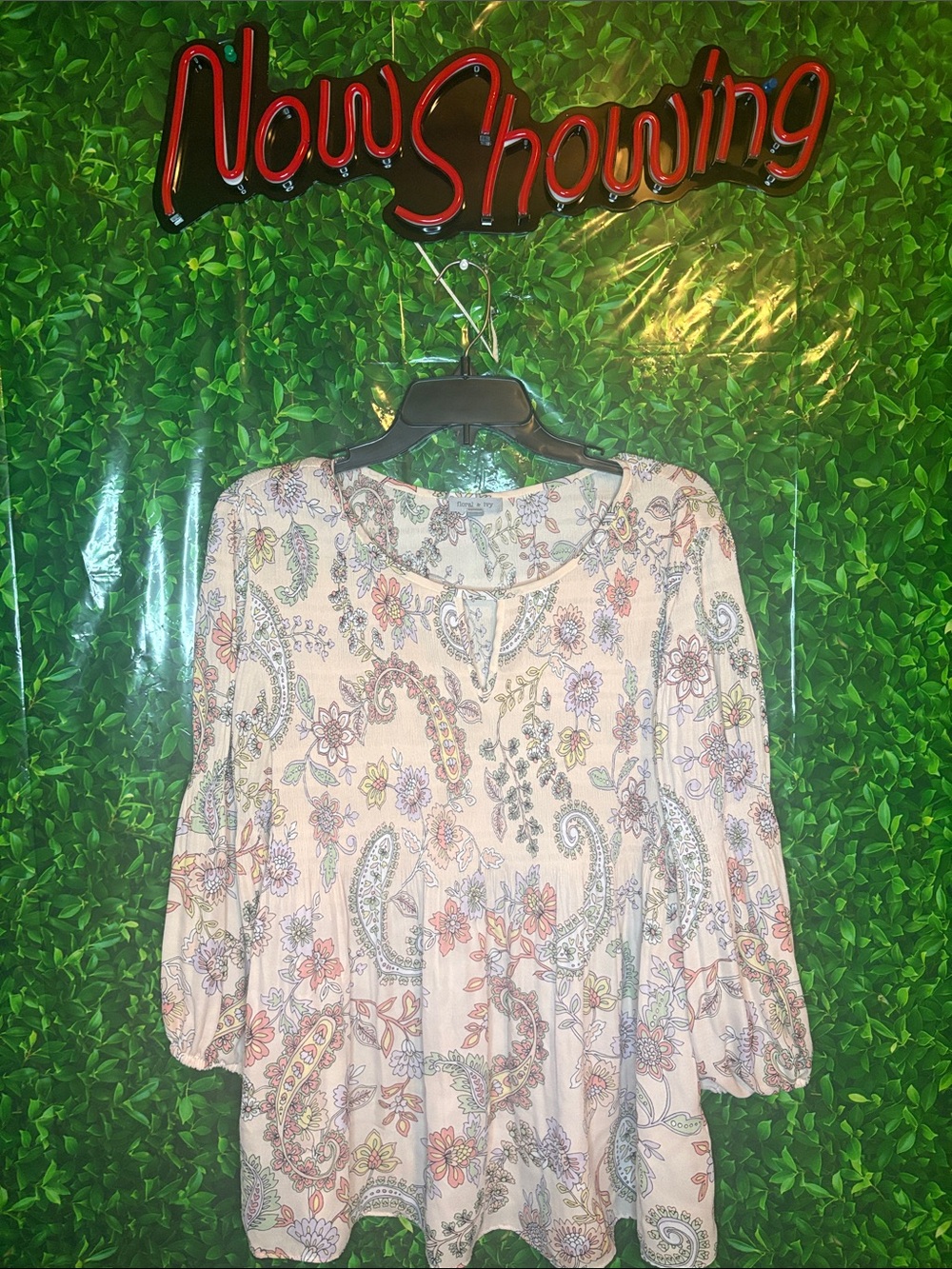 Light Pink Paisley Peasant Tunic - Women Tops